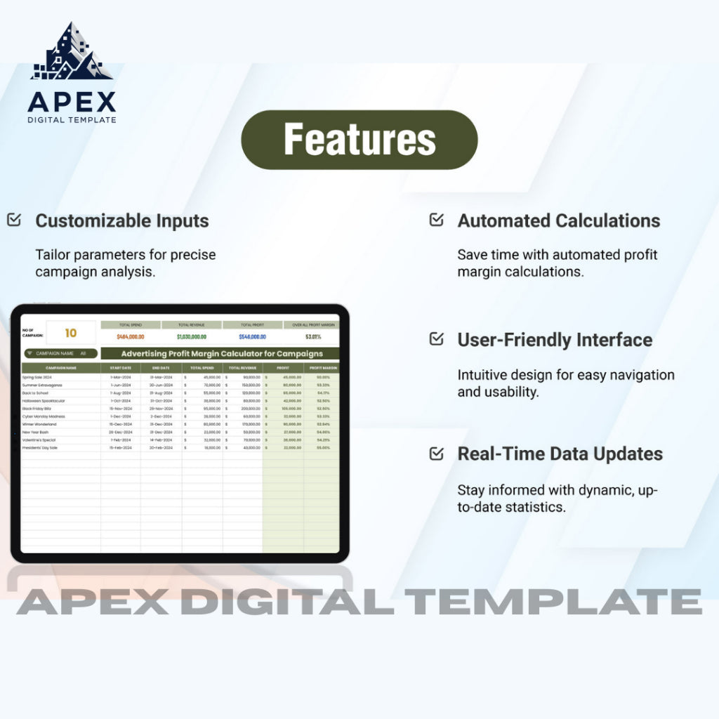 Template Kalkulator Profit Margin Iklan | Excel & Spreadsheet | Editable
