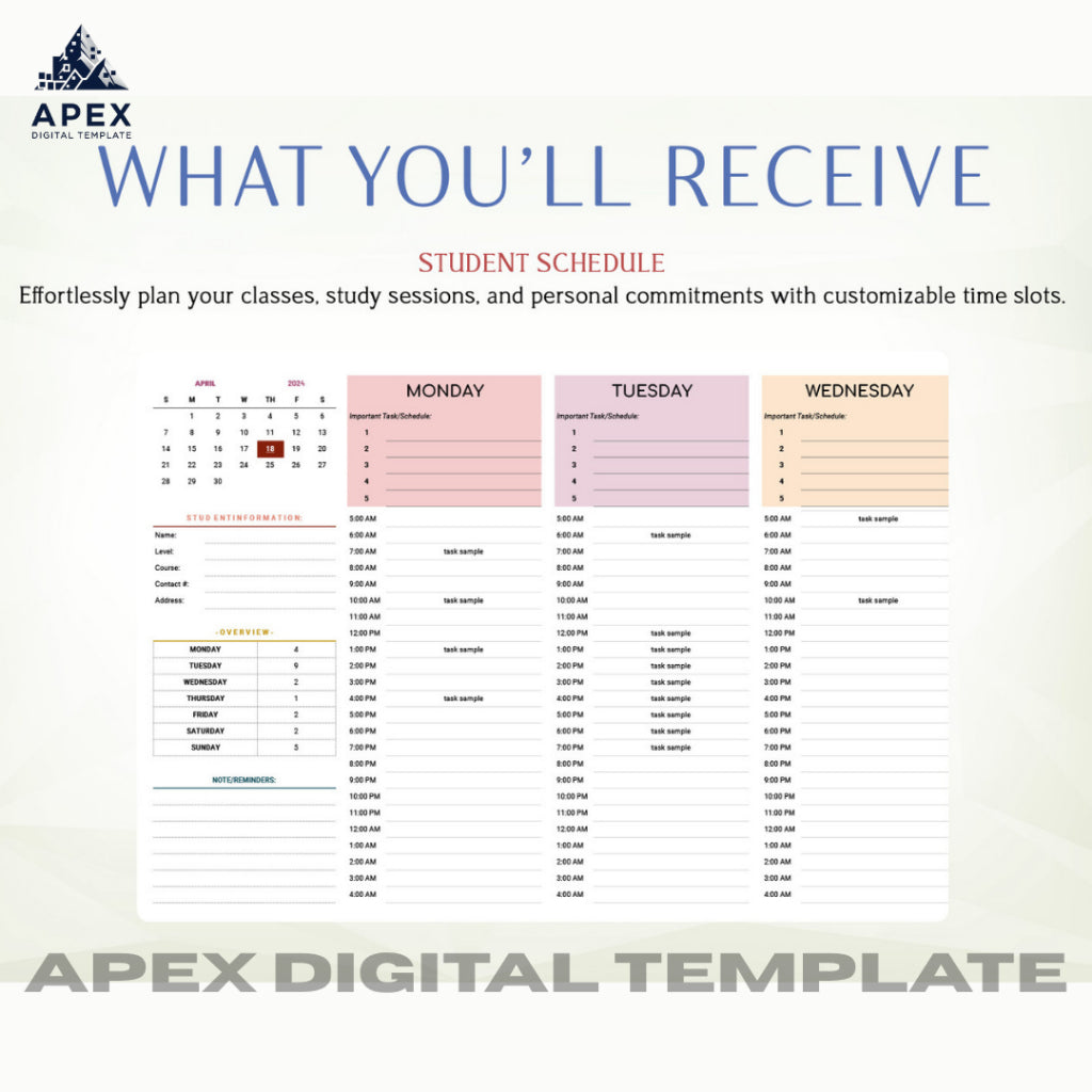 Student Study Planner Template | Jadwal Belajar Excel & Spreadsheet | Academic Routine Tracker