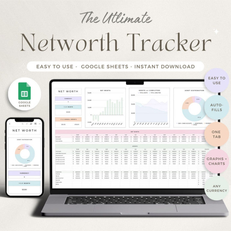 Net Worth Tracker Spreadsheet Google Sheets | Kalkulator Aset Liabilitas Perencana Keuangan Pribadi