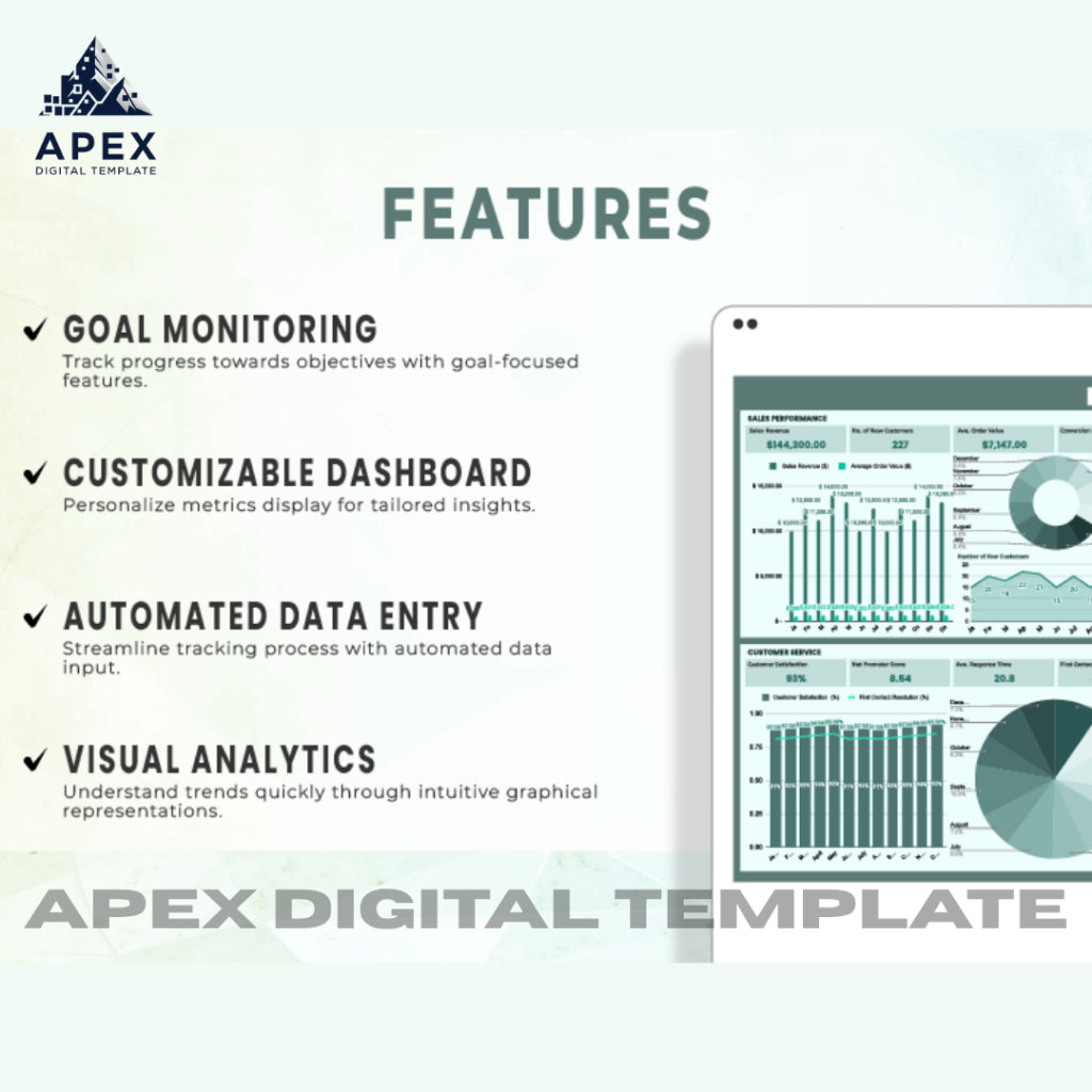 Template Pelacak KPI Excel & Spreadsheet | Pemantauan Target & Kinerja | Editable & Printable