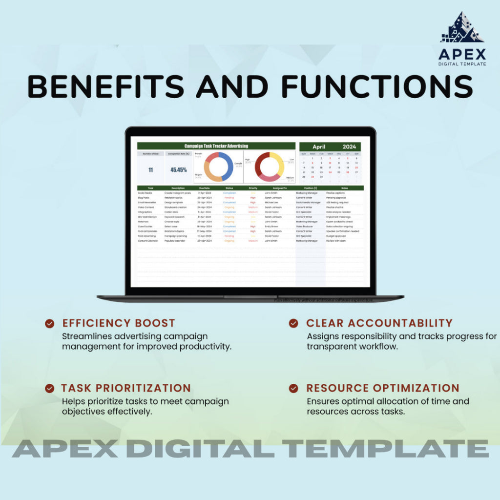 Template Panduan Pelacakan Tugas & Kampanye Iklan | Format Manajemen Proyek Profesional