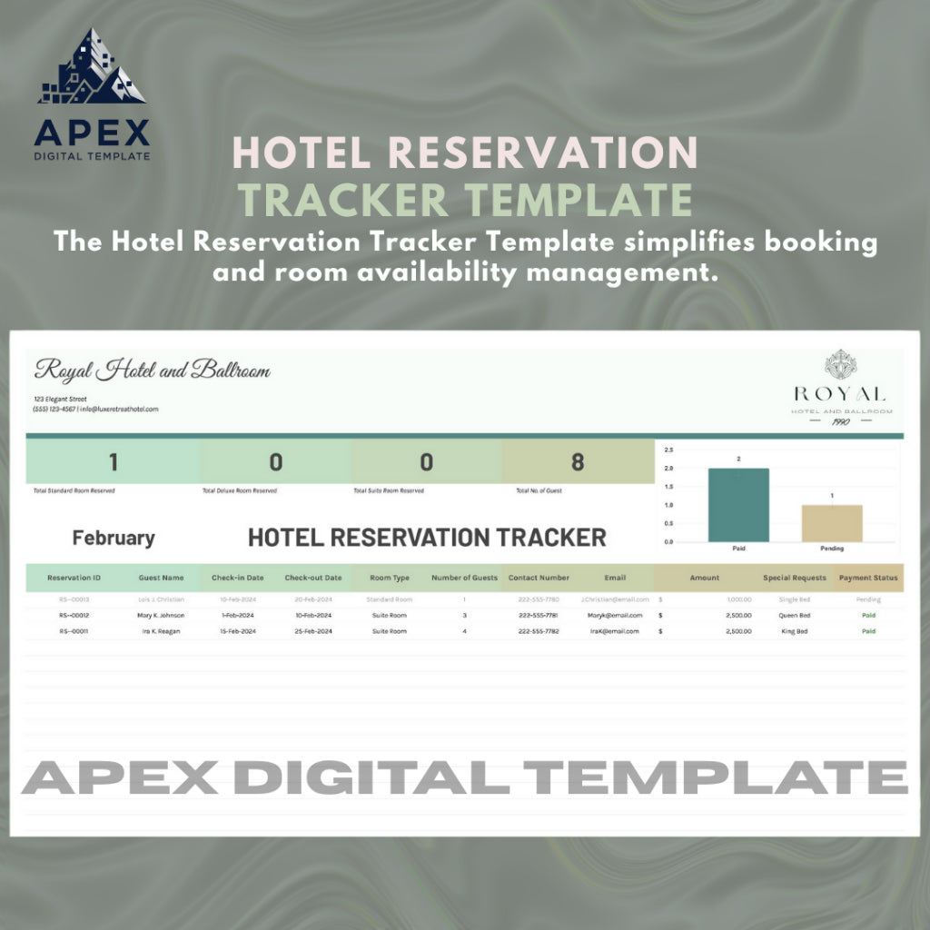 Template Pelacak Reservasi Hotel | Pengelolaan Pemesanan & Tamu Mudah