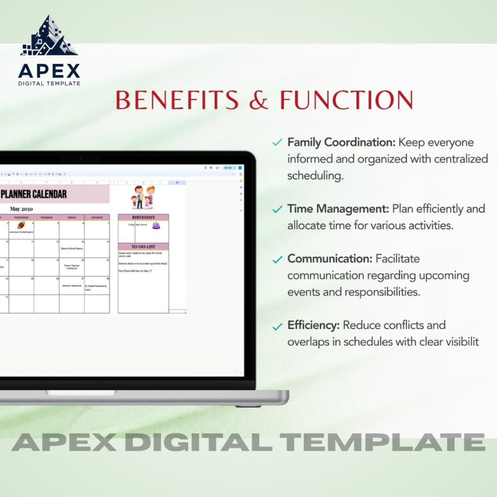 Template Kalender Perencana Keluarga | Jadwal Aktivitas & Manajemen Waktu Rumah Tangga