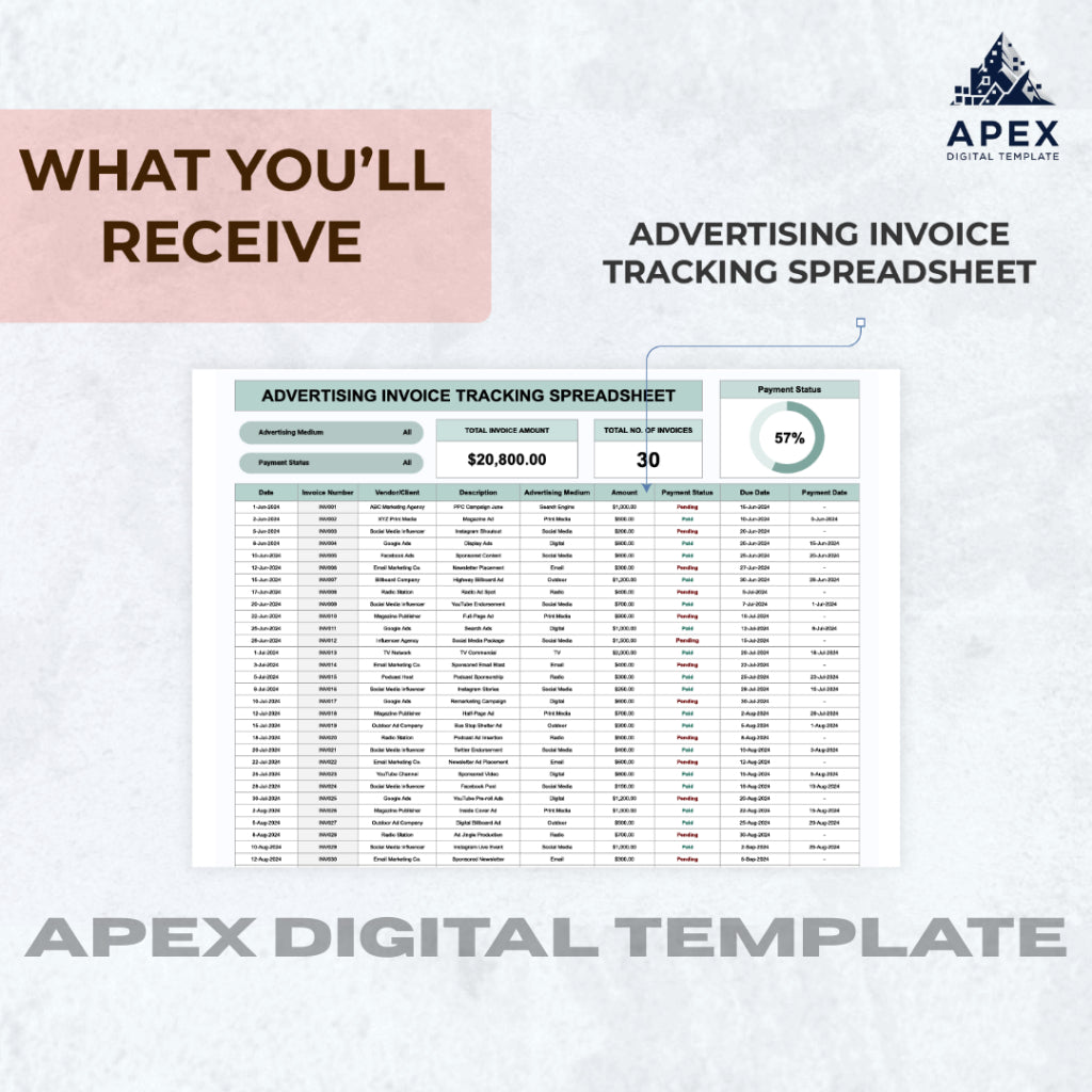 Template Invoice Iklan Excel & Spreadsheet | Editable