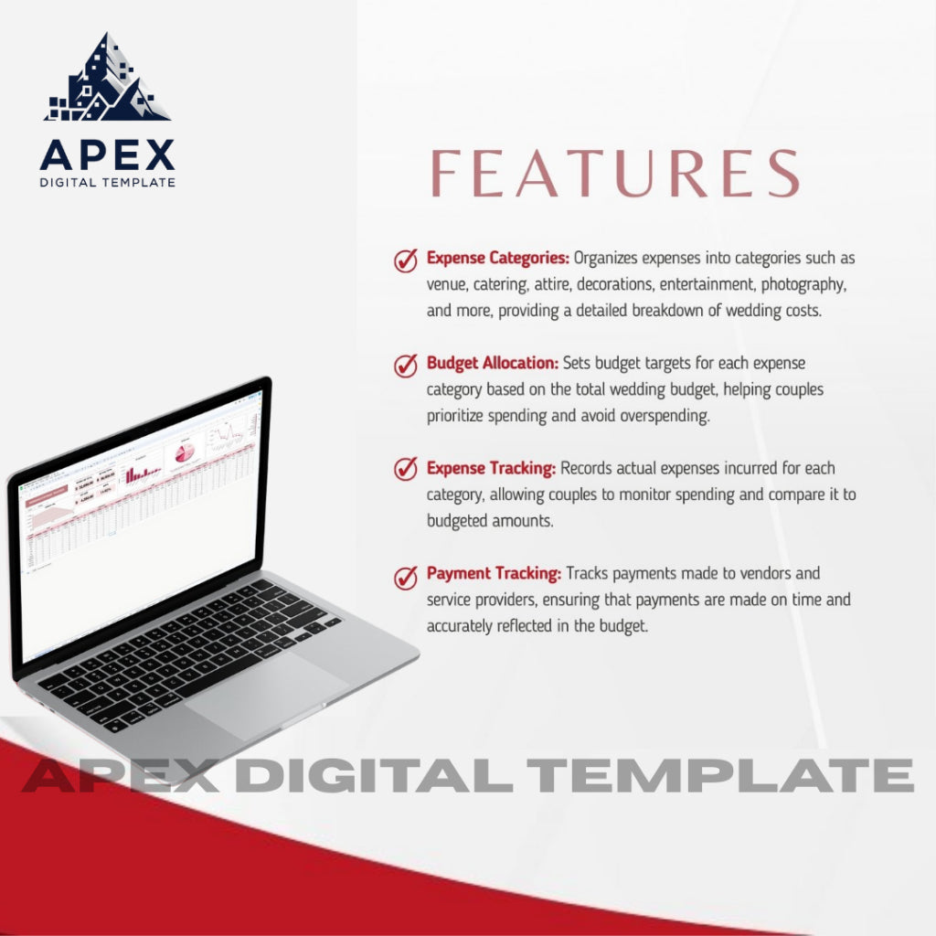Template Wedding Expense Tracker | Excel & Spreadsheet | Editable