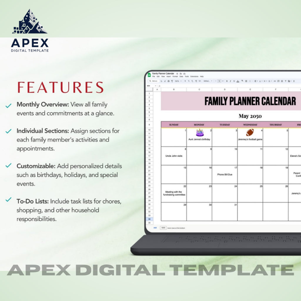 Template Kalender Perencana Keluarga | Jadwal Aktivitas & Manajemen Waktu Rumah Tangga