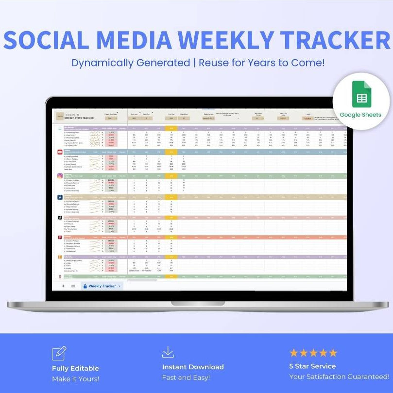 Social Media Tracker & Planner Spreadsheet | Laporan & KPI Tracker untuk Content Creator