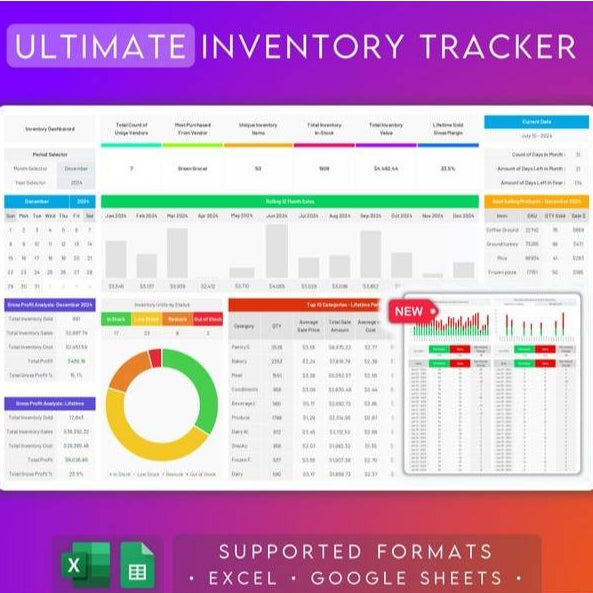 ULTIMATE Inventory Tracker Sheets | Manajemen Stok, Penjualan, Pembelian, Restock