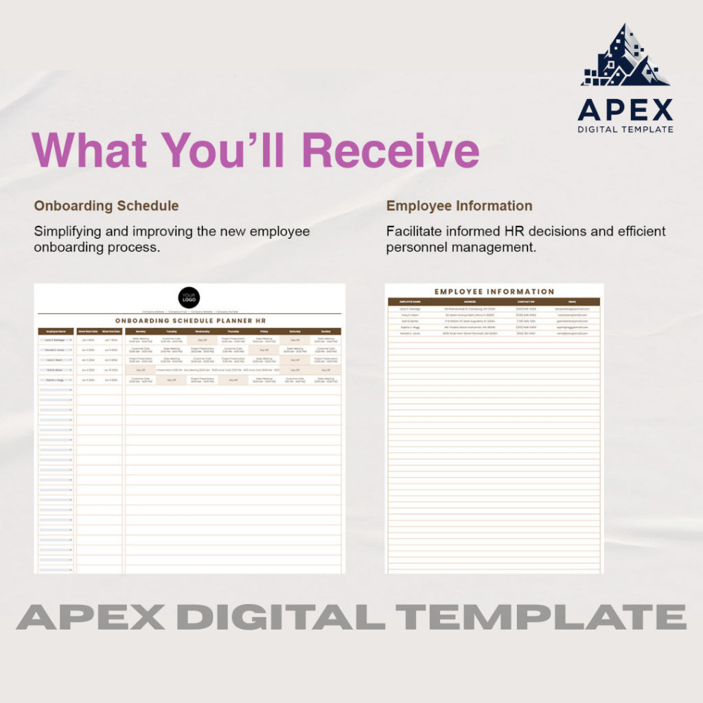 Template Onboarding Schedule Planner HR | Format Excel & Spreadsheet | Editable
