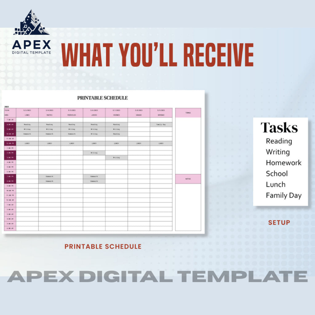 Template Jadwal Harian & Planner | Format Excel & Spreadsheet | Editable & Printable