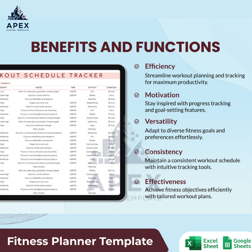Template Jadwal Latihan Kebugaran — Lembar Rencana Olahraga & Pemantauan Progress