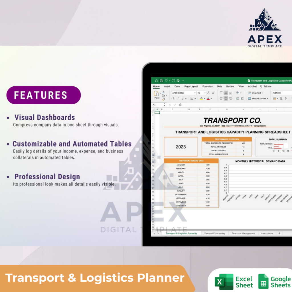 Lembar Perencanaan Kapasitas Transportasi dan Logistik Manajemen Operasional & Efisiensi Sumber Daya
