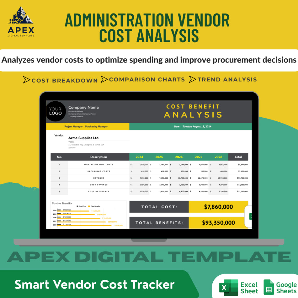 Format Analisis Biaya Vendor dan Administrasi Usaha — Lembar Catatan Pengelolaan Anggaran Bisnis