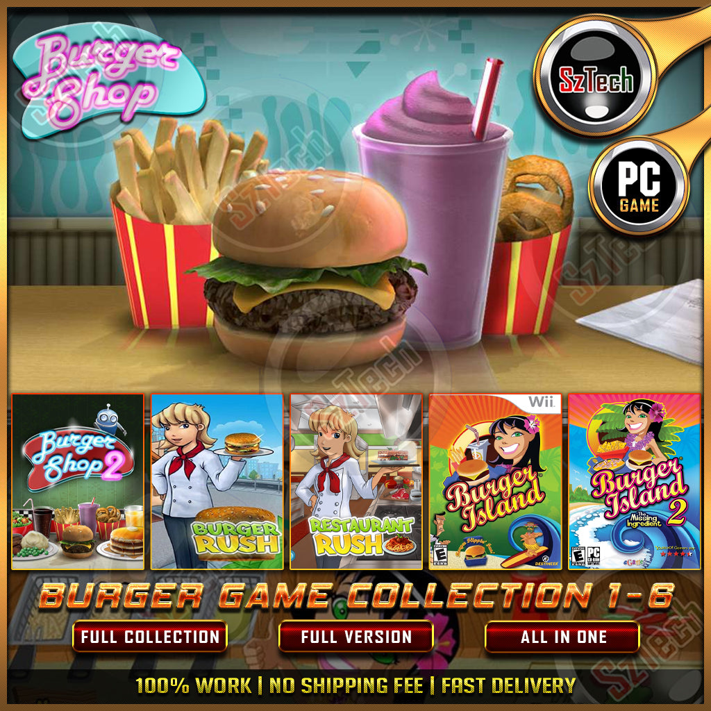 Burger Shop-Rush-Island 1-6 [PC GAME]  [ DIGITAL DOWNLOAD] Classic GamesTime ManagementNostalgia Game