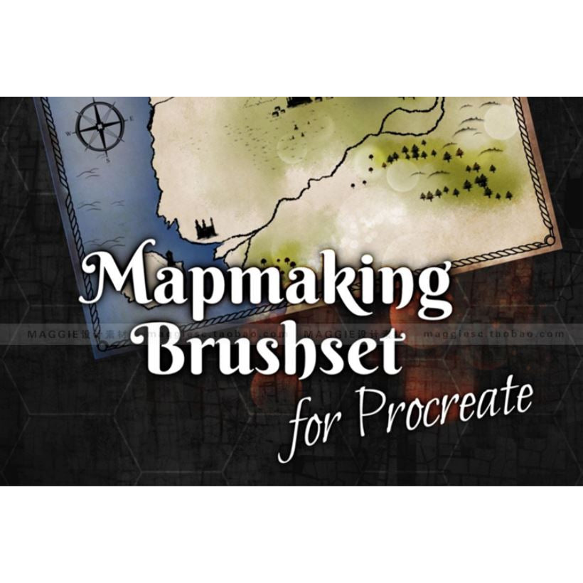 Procreate brush【1502】Mapmarking 寻宝地图
