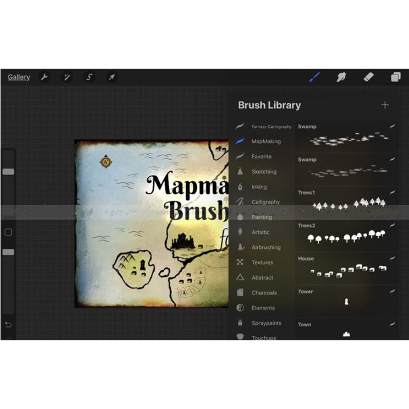 Procreate brush【1502】Mapmarking 寻宝地图