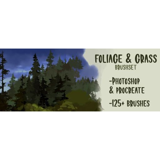 Procreate and PHOTOSHOP【T188】 Foliage & Grass Brushes for Photoshop & Procreate