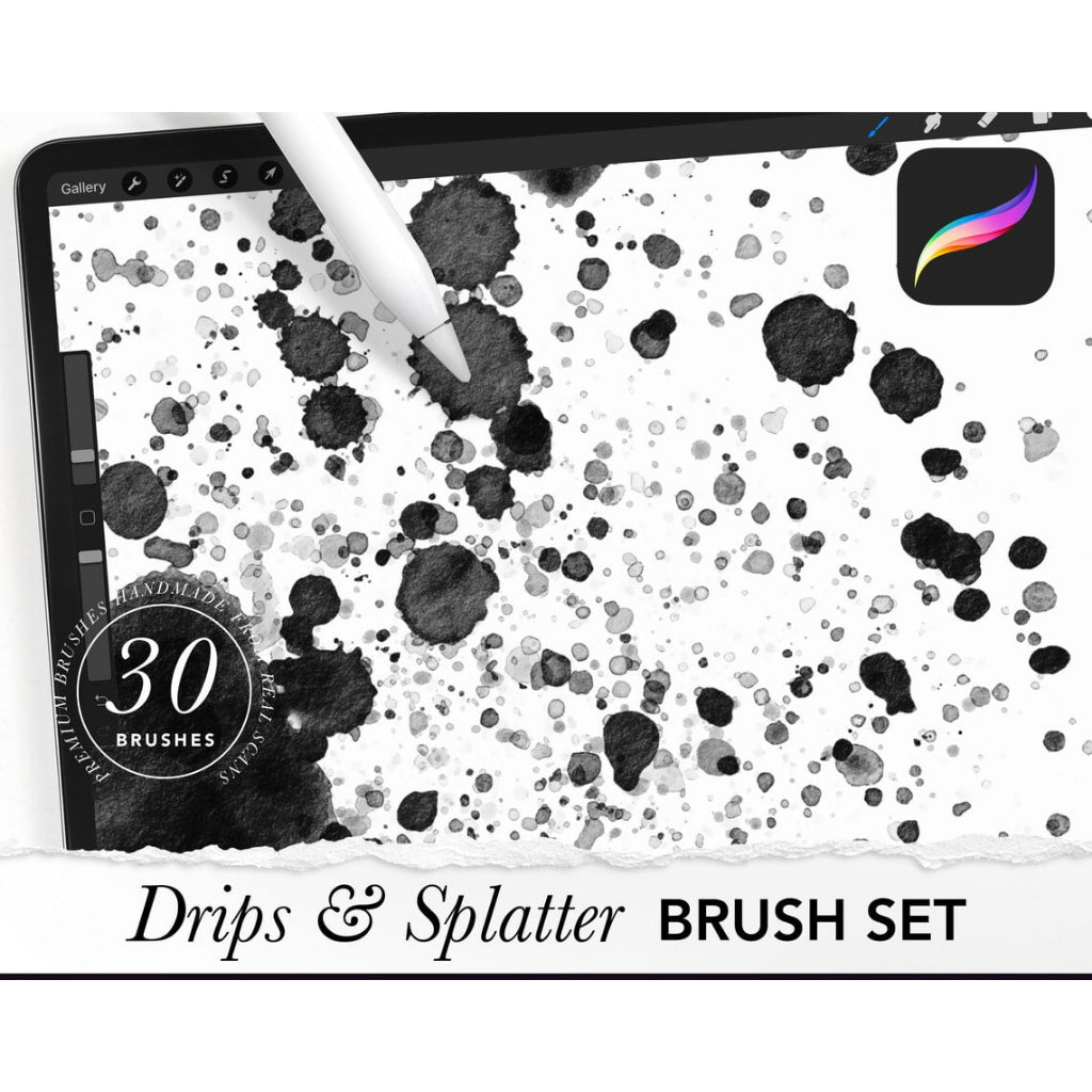 Procreate【T198】 Drips and Splatter Brush Kit for Procreate