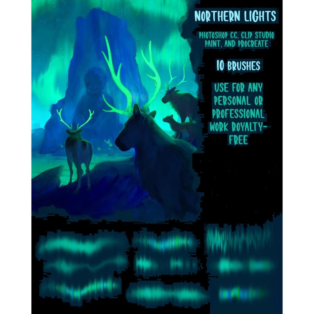 Procreate / PHOTOSHOP and Clip Studio Paint【T215】 Northern Lights Brushes for Photoshop, Procreate, CSP