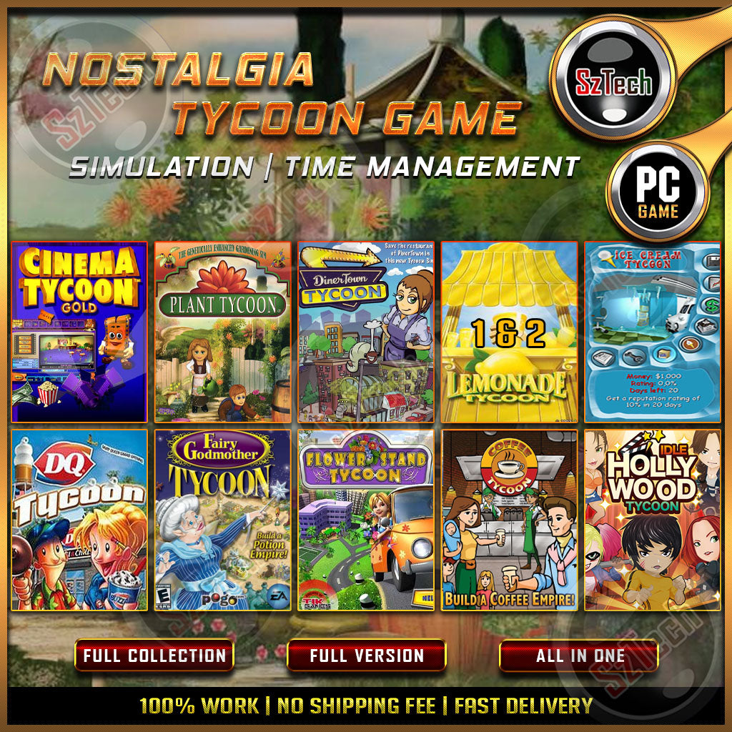 Tycoon Game Collection [PC GAME]  [ DIGITAL DOWNLOAD] Plant - Cinema - Roller CoasterTime Management - Simulation