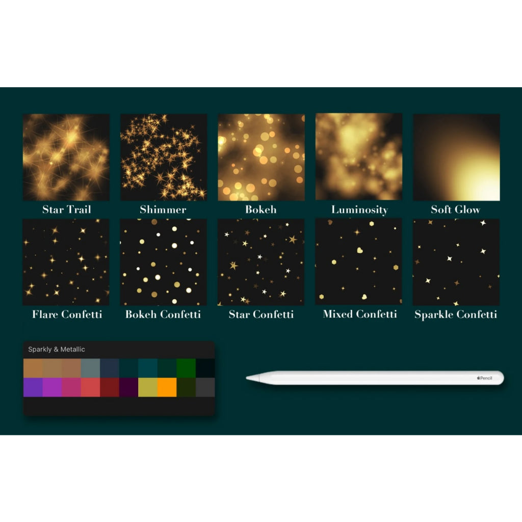 Procreate【T105】Procreate Sparkly & Metallic Effect Brushes