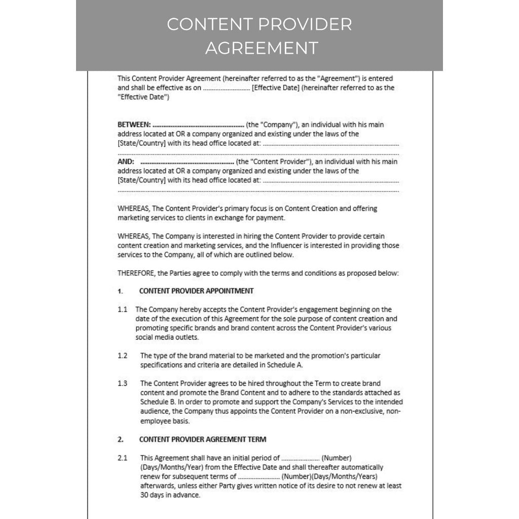 CONTENT PROVIDER AGREEMENT