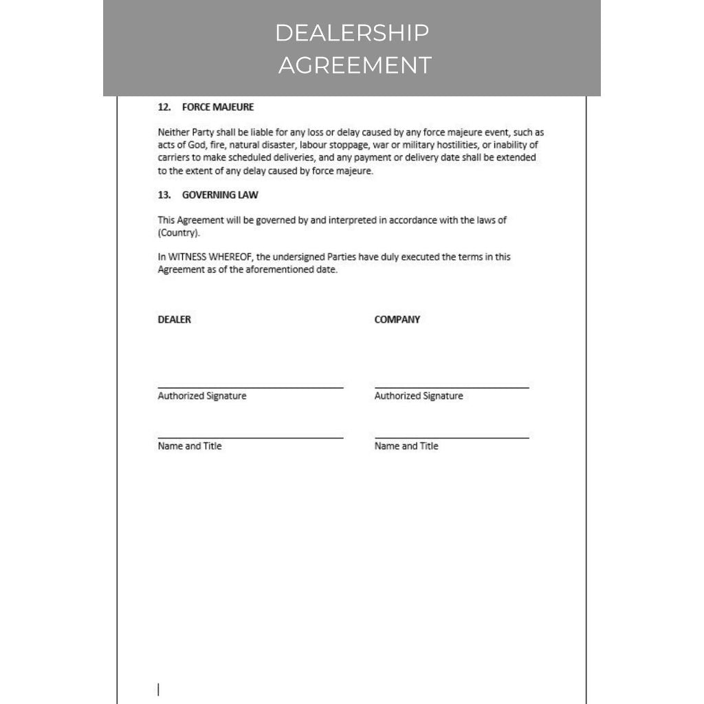 DEALERSHIP AGREEMENT