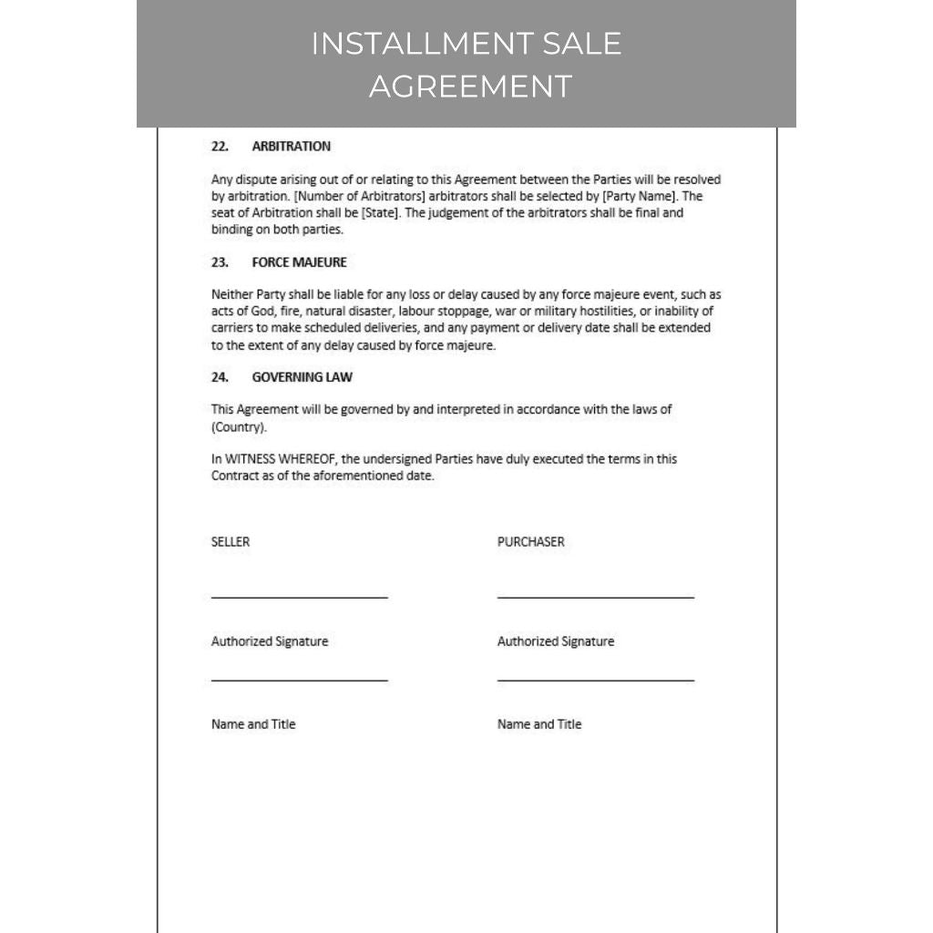 INSTALLMENT SALE CONTRACT