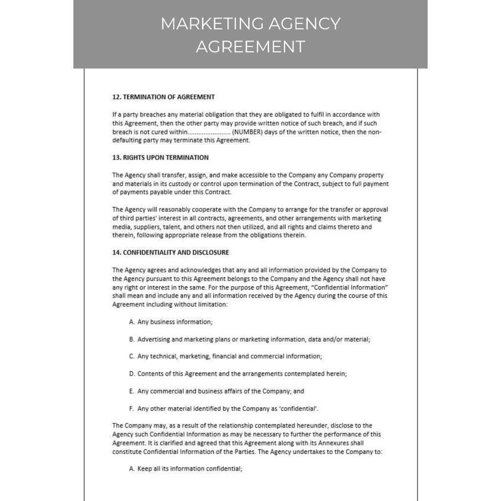 MARKETING AGENCY AGREEMENT