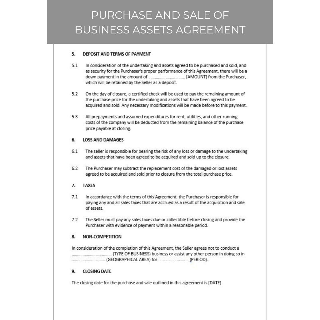 PURCHASE AND SALE OF BUSINESS ASETS AGREEMENT