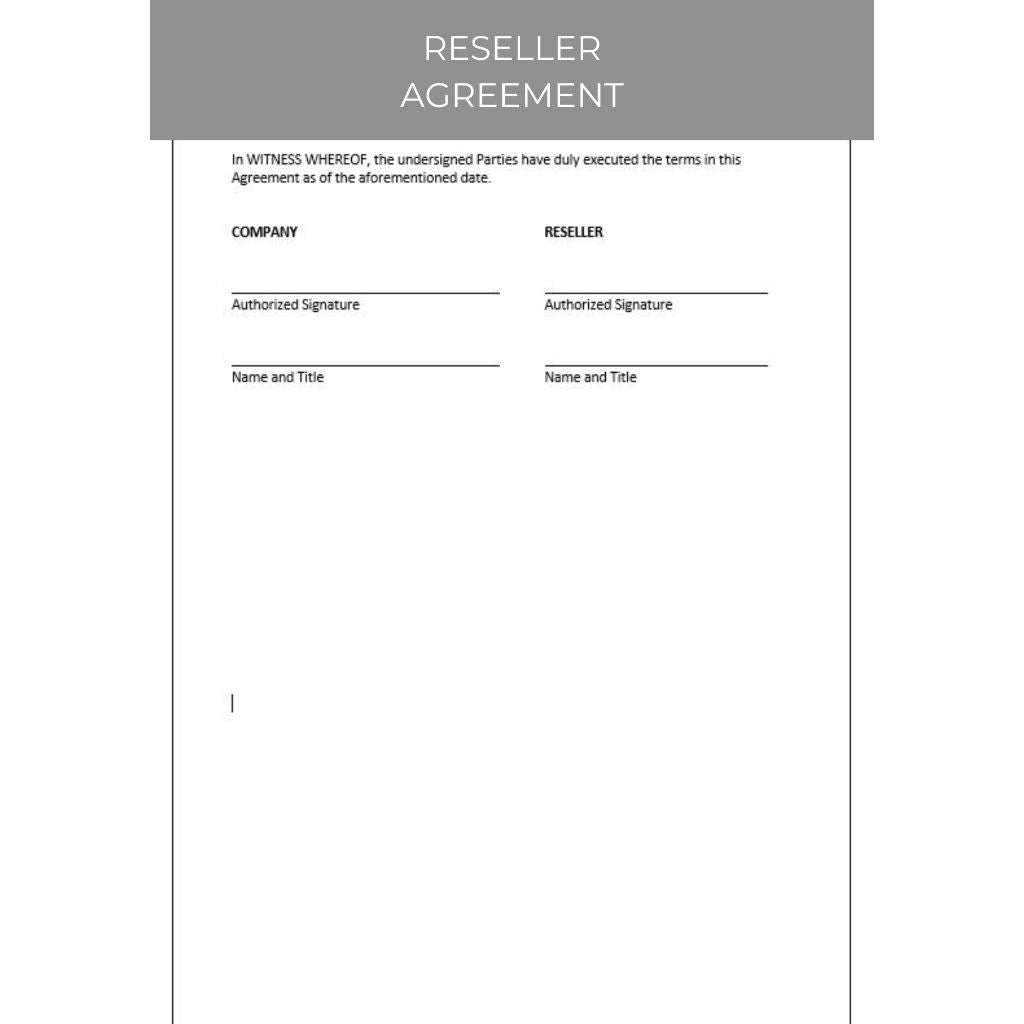 RESELLER AGREEMENT DOCUMENT