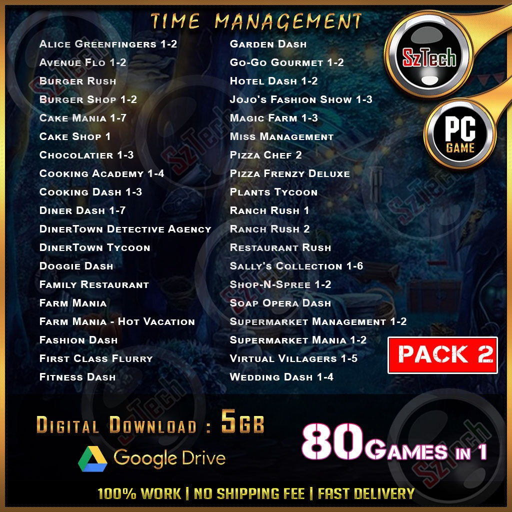 80 IN 1 Games [PC GAME]  [ DIGITAL DOWNLOAD]  Time Management Diner dash Cooking Academy JoJo's Fashion Chocolatier