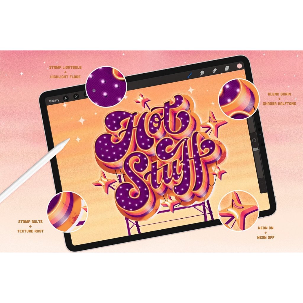 Procreate iOS & MacOSX【T261】 Retro Sign Toolkit for Procreate