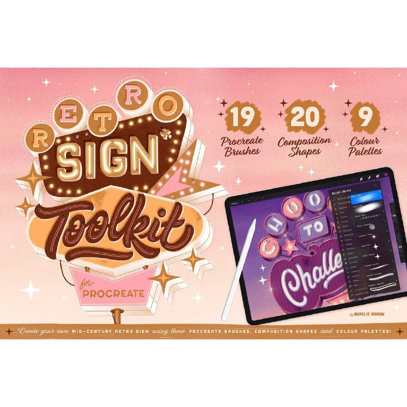 Procreate iOS & MacOSX【T261】 Retro Sign Toolkit for Procreate