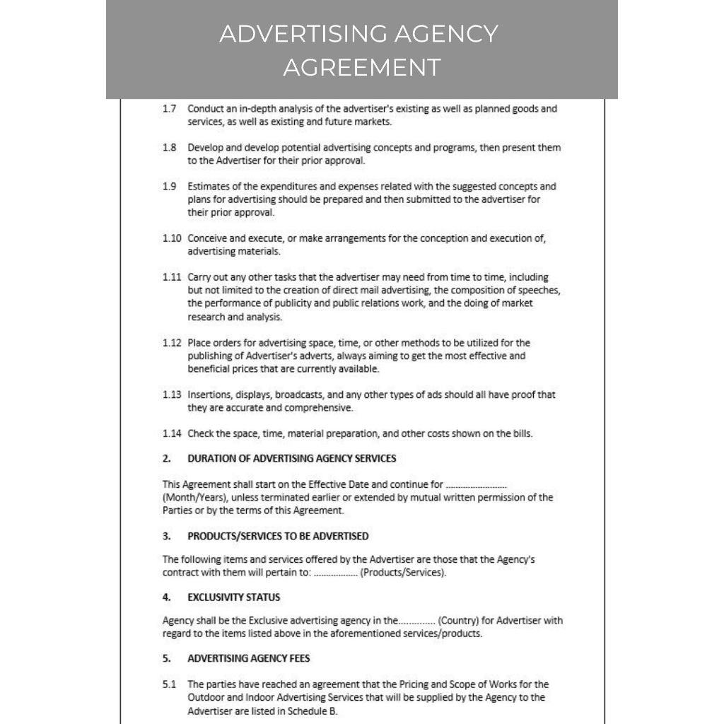 ADVERTISING AGENCY AGREEMENT