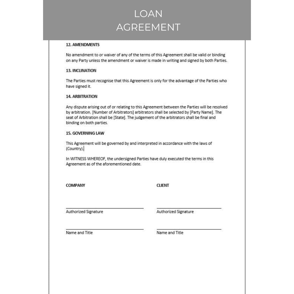LOAN AGREEMENT DOCUMENT