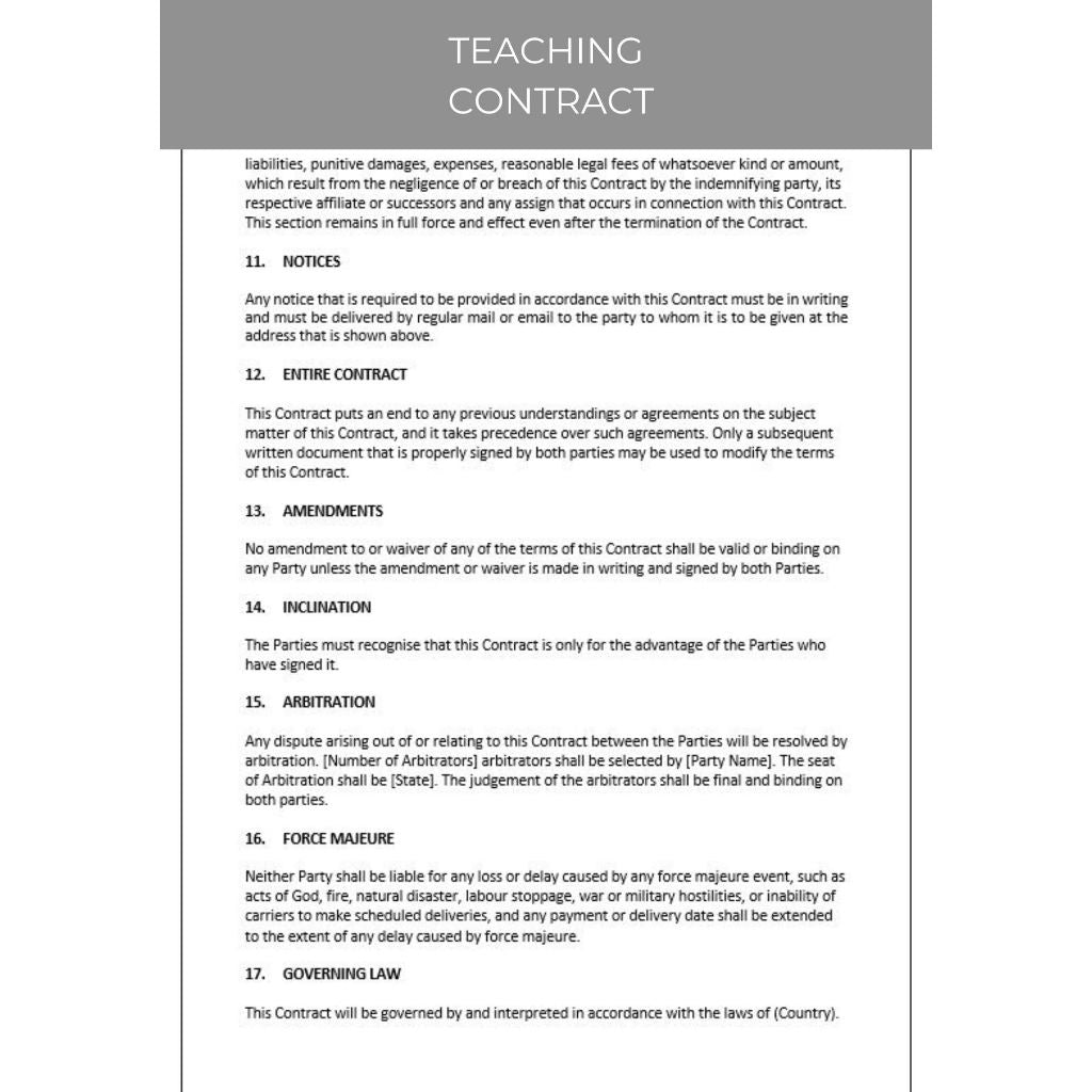 TEACHING CONTRACT DOCUMENT