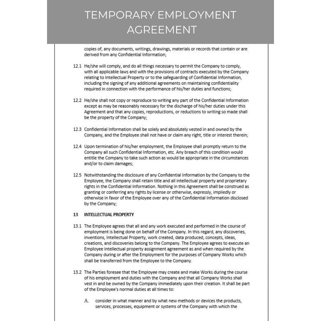 TEMPORARY EMPLOYMENT AGREEMENT