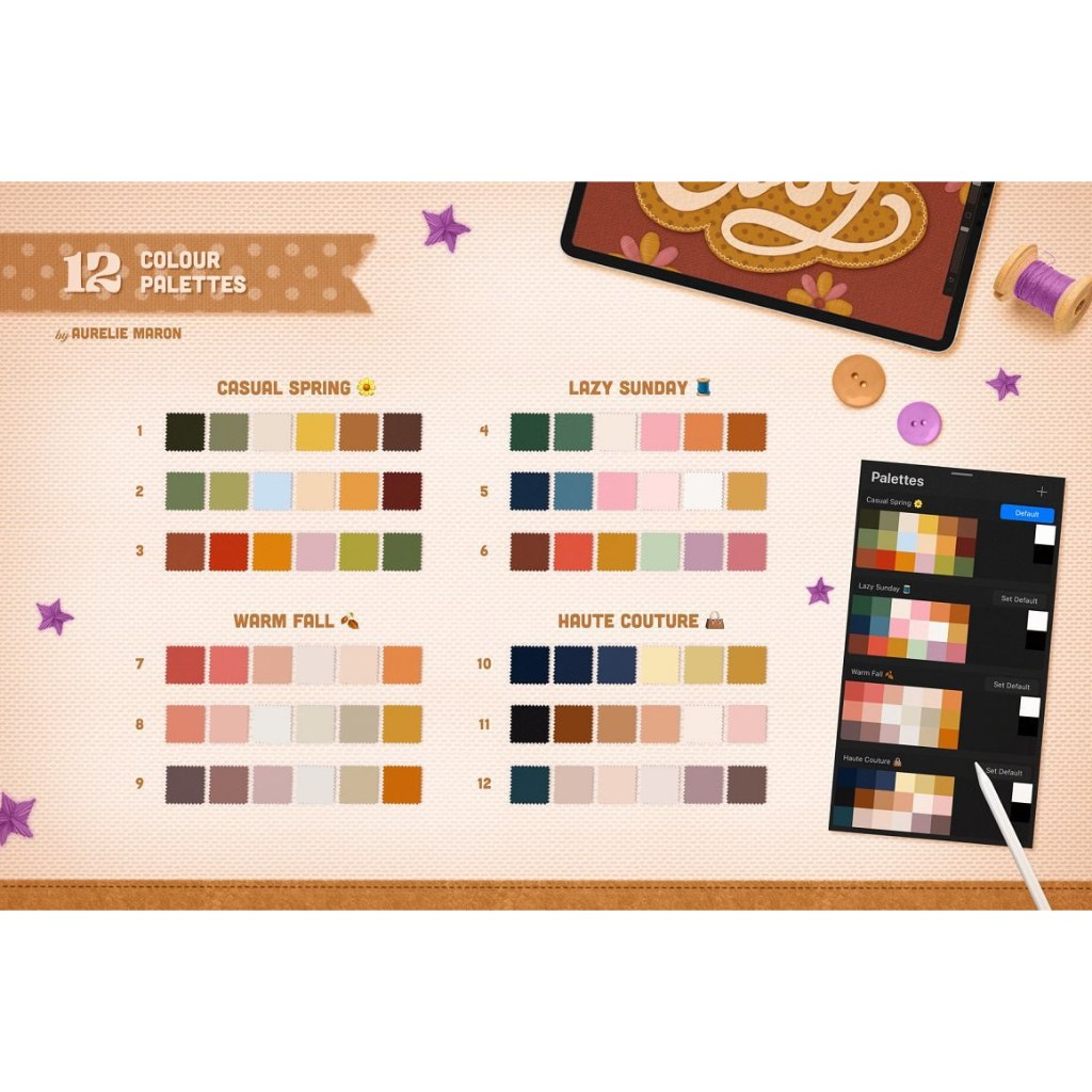 Procreate iOS & MacOSX【T265】 Textile Lettering Toolkit for Procreate