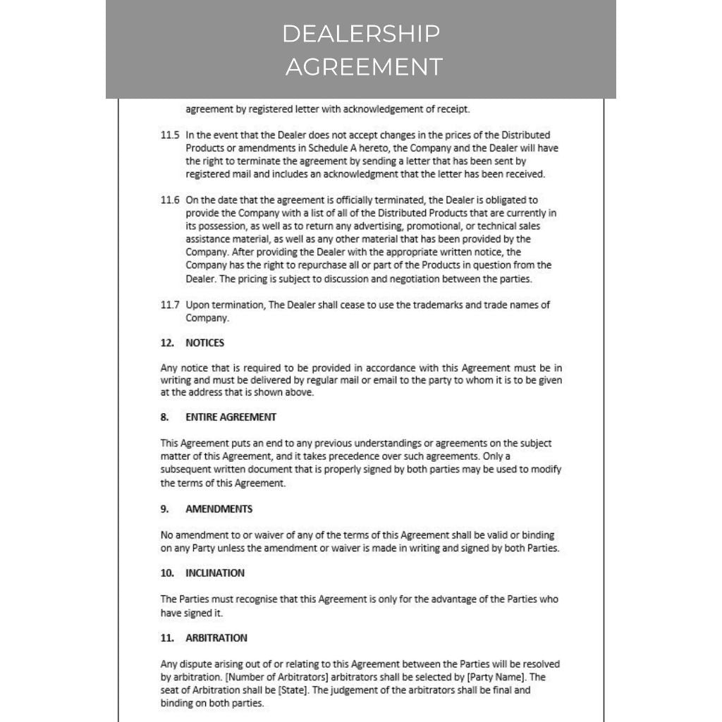 DEALERSHIP AGREEMENT