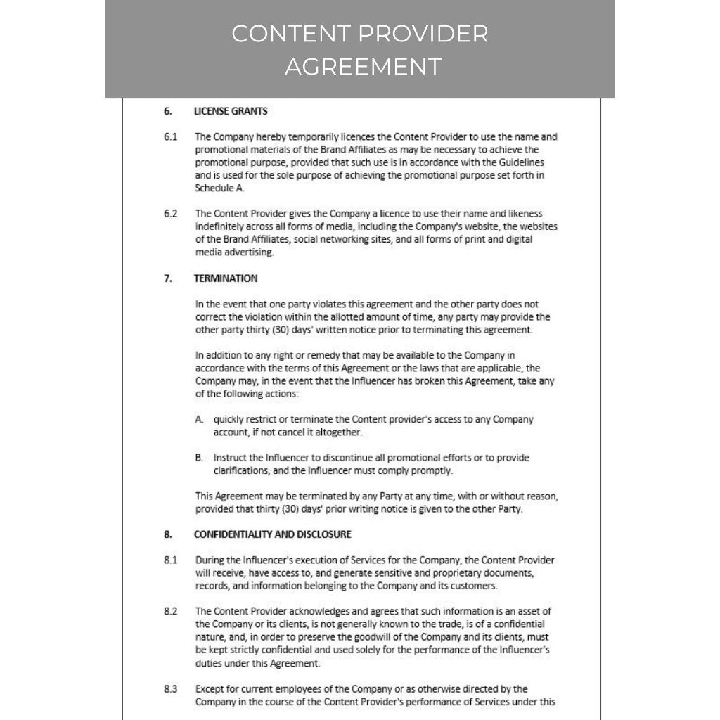 CONTENT PROVIDER AGREEMENT