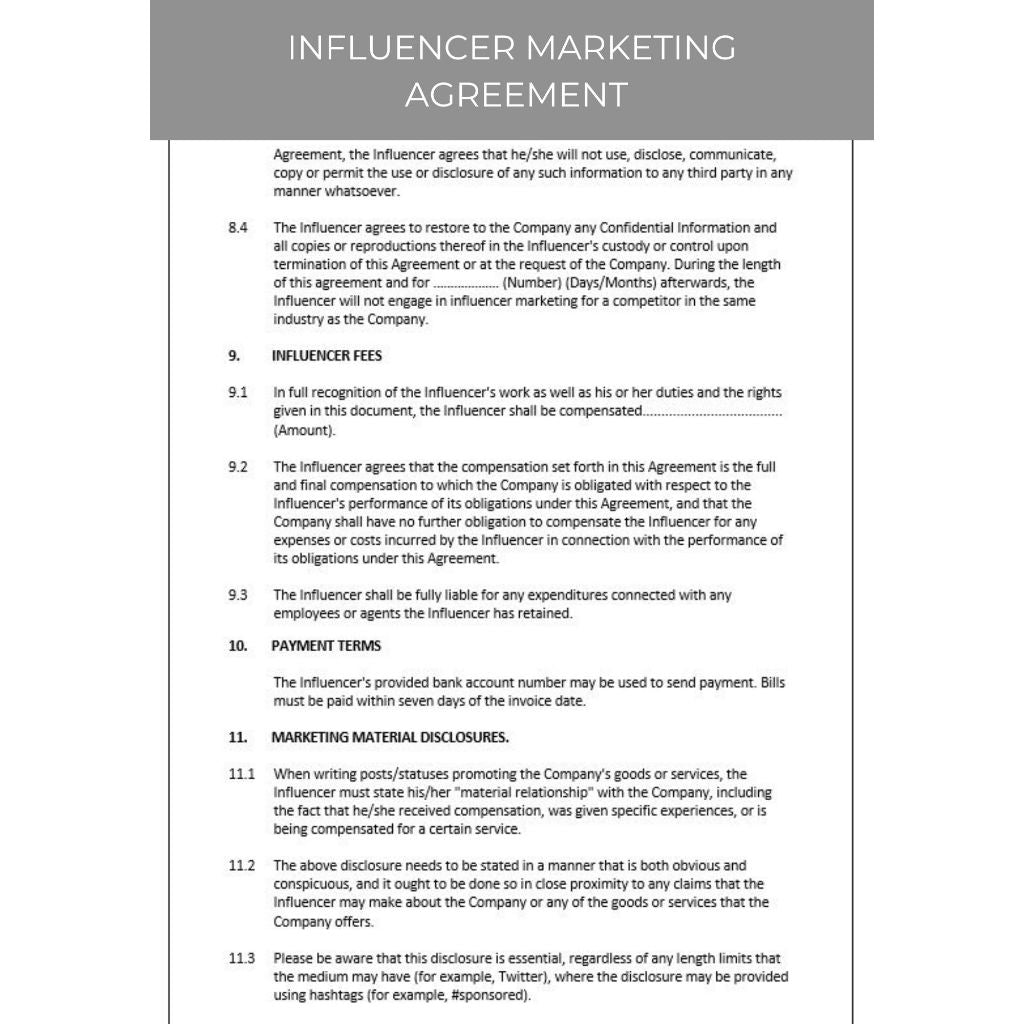 INFLUENCER MARKETING AGREEMENT
