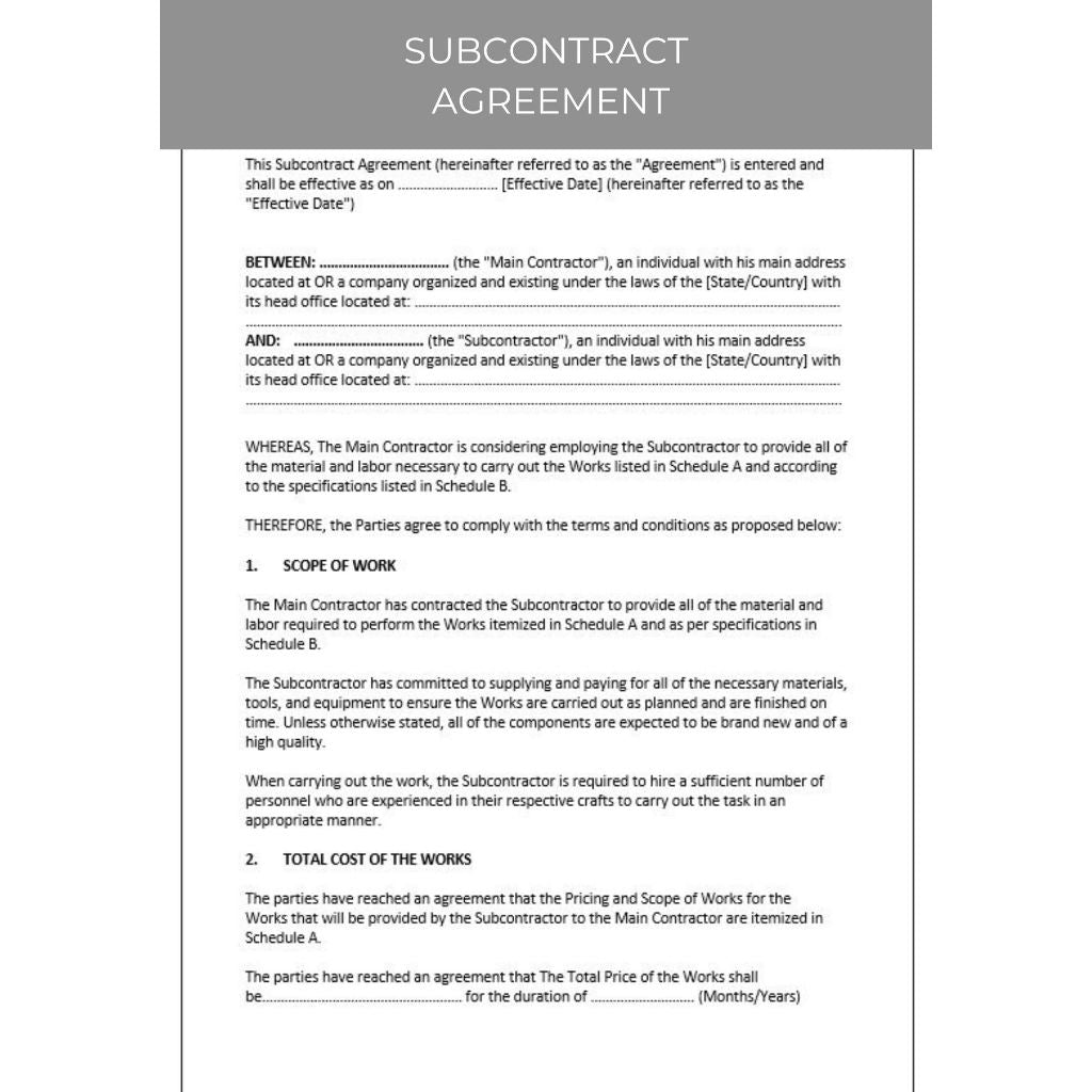 SUBCONTRACT AGREEMENT