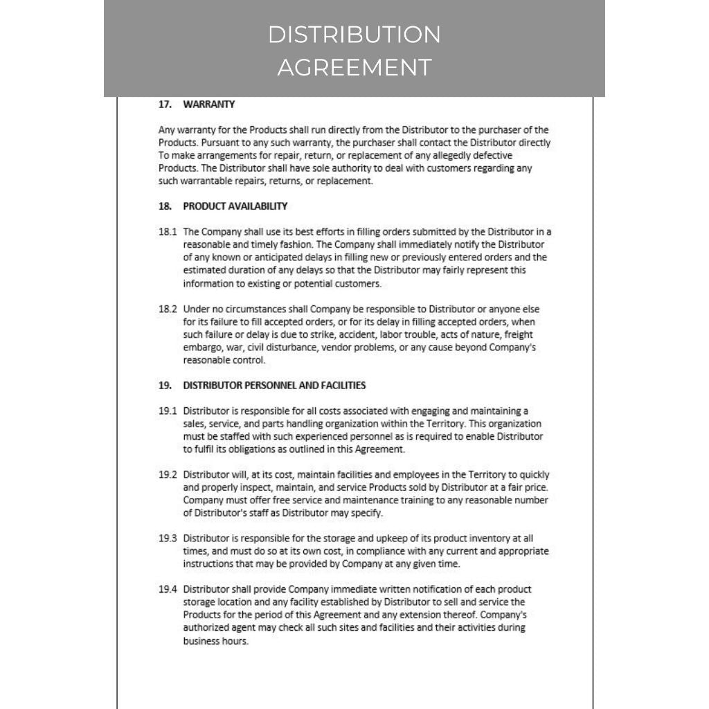 DISTRIBUTION AGREEMENT