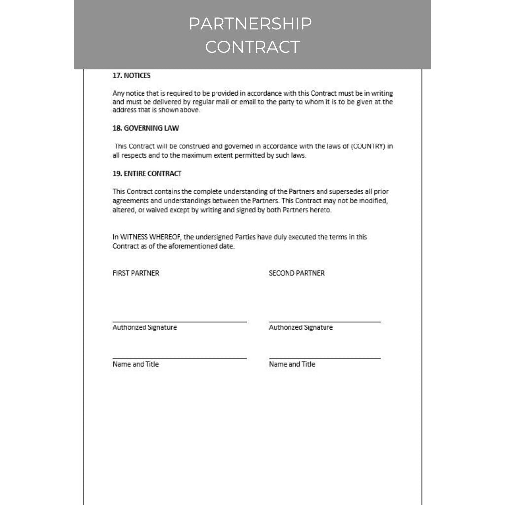 PARTNERSHIP CONTRACT
