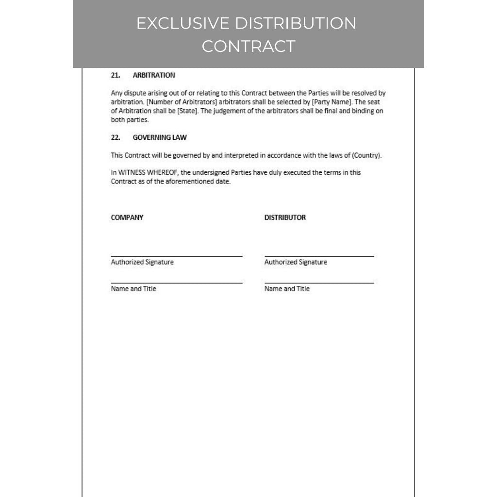 EXCLUSIVE DISTRIBUTION CONTRACT