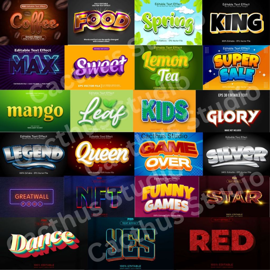 Text Effect for Adobe Photoshop & Adobe Illustrator (PSD and Ai) | Fonts Collection Bundle (TTF and OTF)