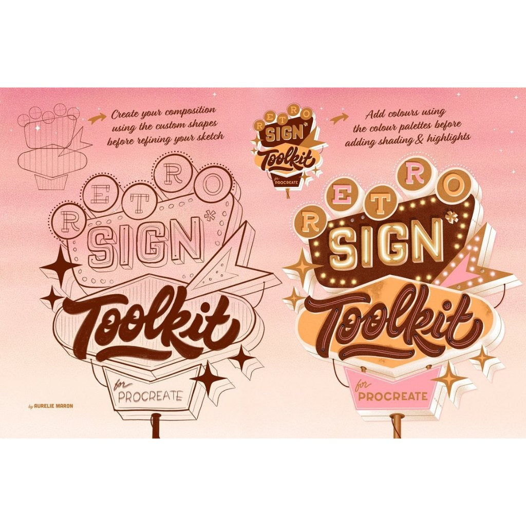 Procreate iOS & MacOSX【T261】 Retro Sign Toolkit for Procreate