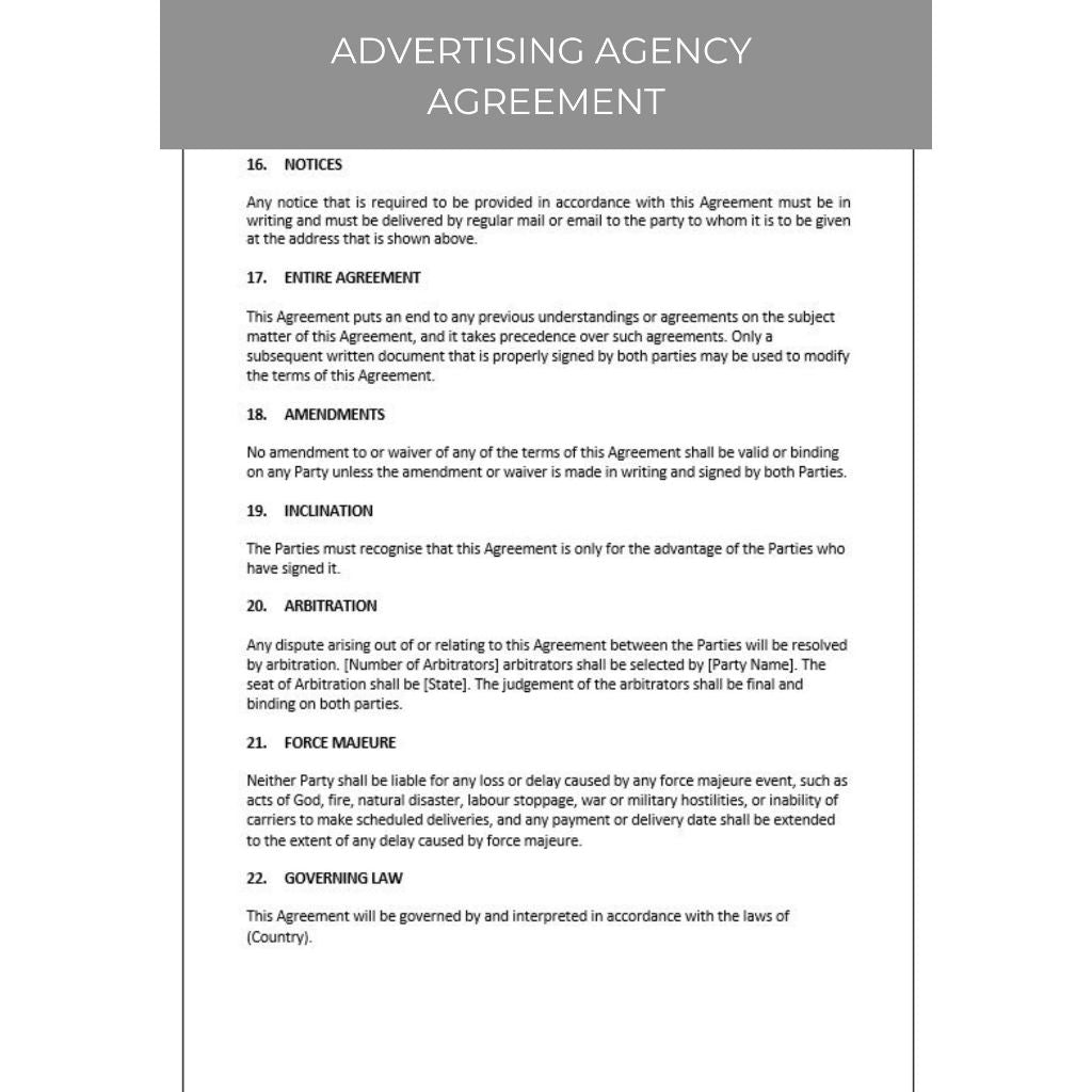 ADVERTISING AGENCY AGREEMENT