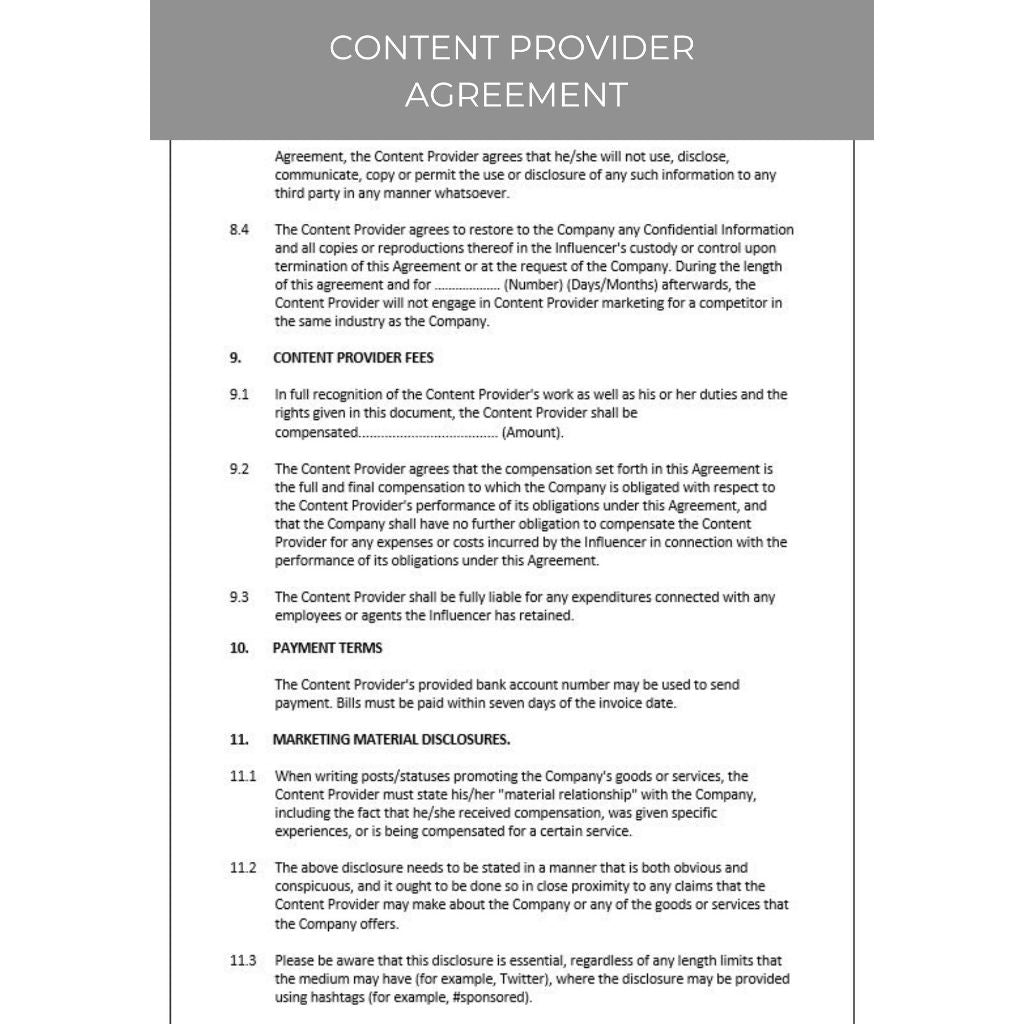 CONTENT PROVIDER AGREEMENT